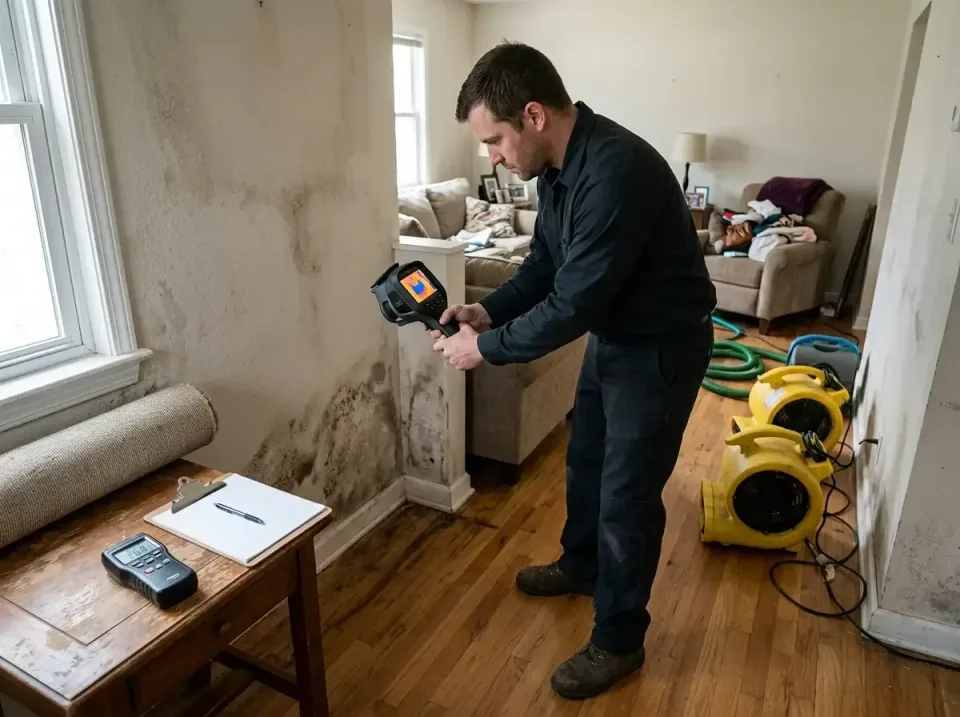 Technician — Water Damage Restoration — Technician, Thermal Imaging Camera, Moisture Meter, Water Damage Restoration, Emerge…