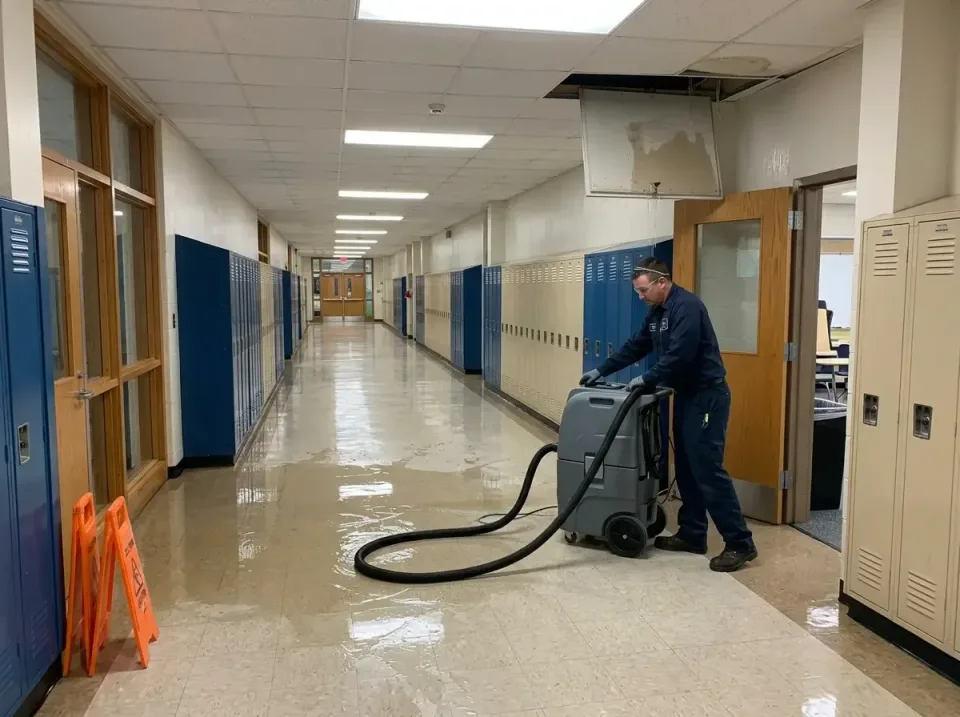 Water Extraction Machine — Water Damage Restoration — Water Extraction Machine, Technician, Wet Floor Sign, Water Damage Res…